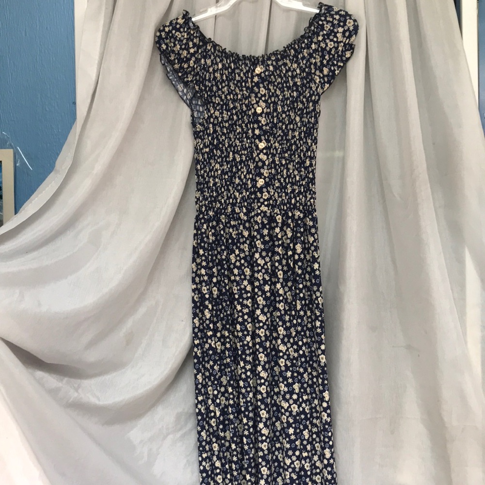 NWOT Navy Floral Off-Shoulder Maxi Dress, Size XL